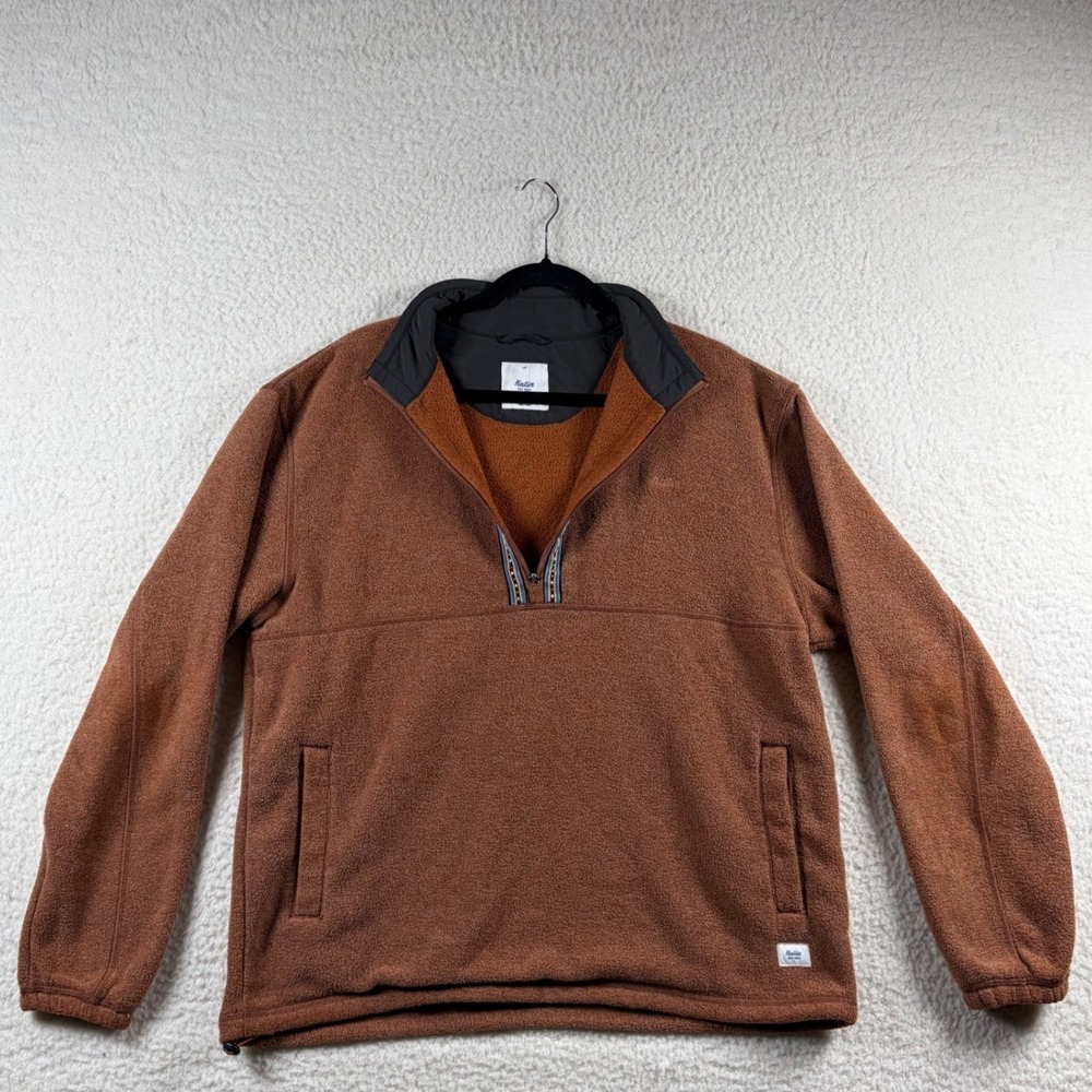 Katin Mens L Rust Brown 1/4 Zip Fleece Pullover Sweater Outdoor Aztec Cabin